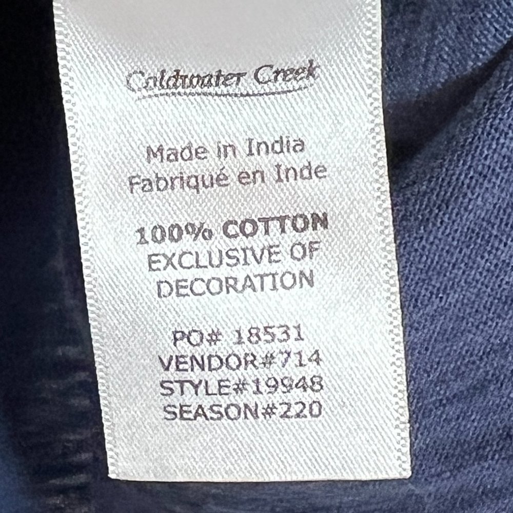 Coldwater Creek Blue Hoodie Hooded Embroidered Jacket Large Zip Pockets - Picture 8 of 10